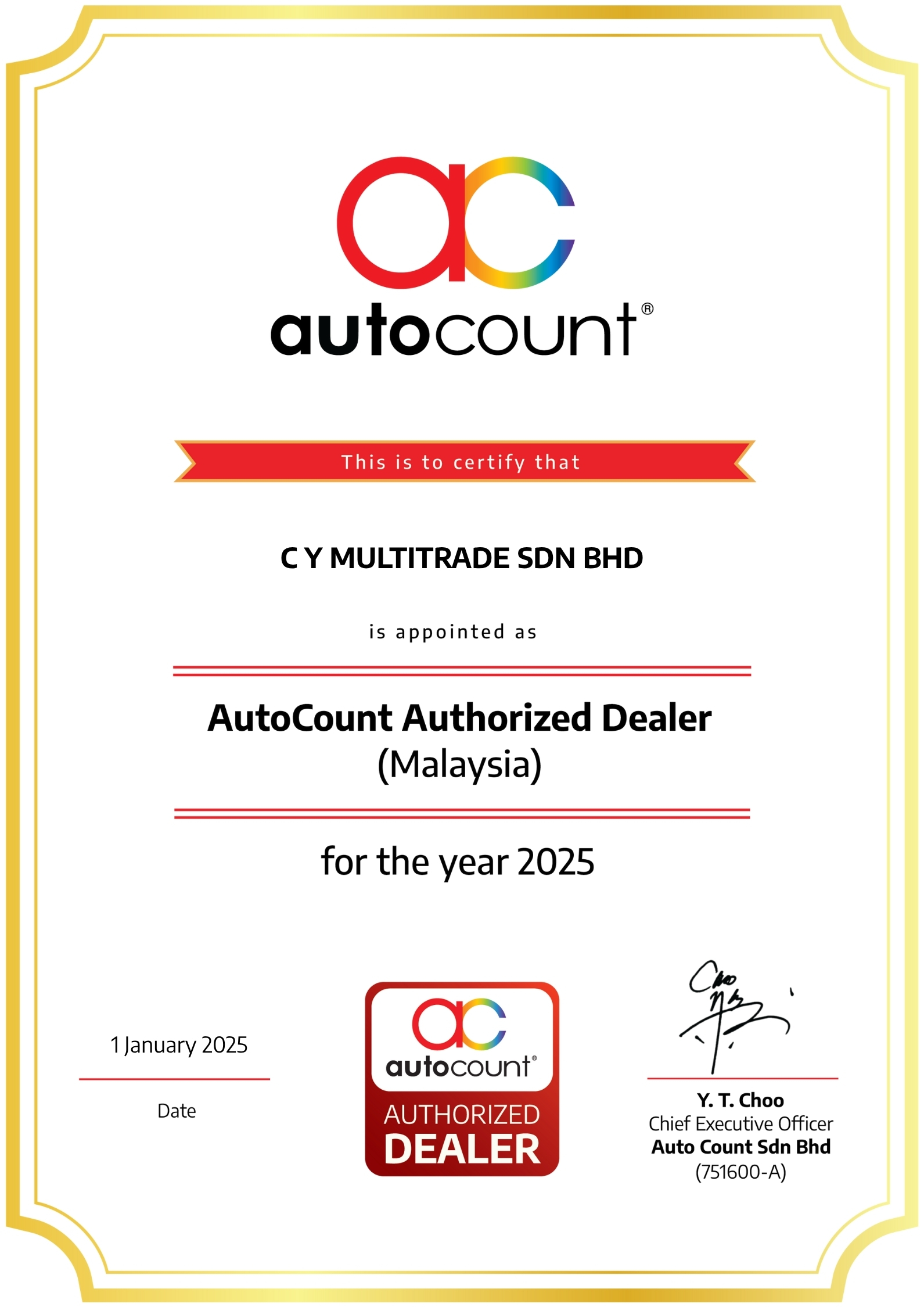 Autocount Authorised Dealer 2025